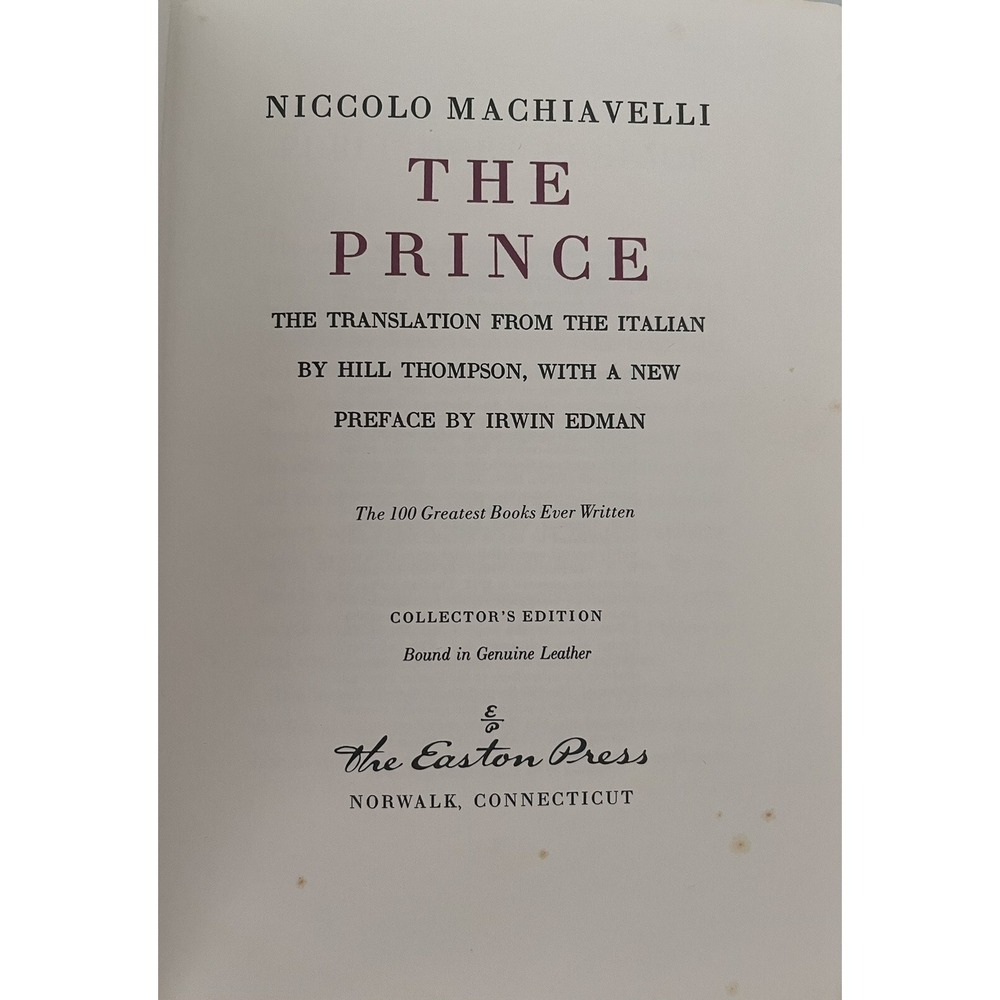 the Prince by Niccolo Machiavelli‎ EASTON PRESS Leather - Philosophy - Picture 3 of 8